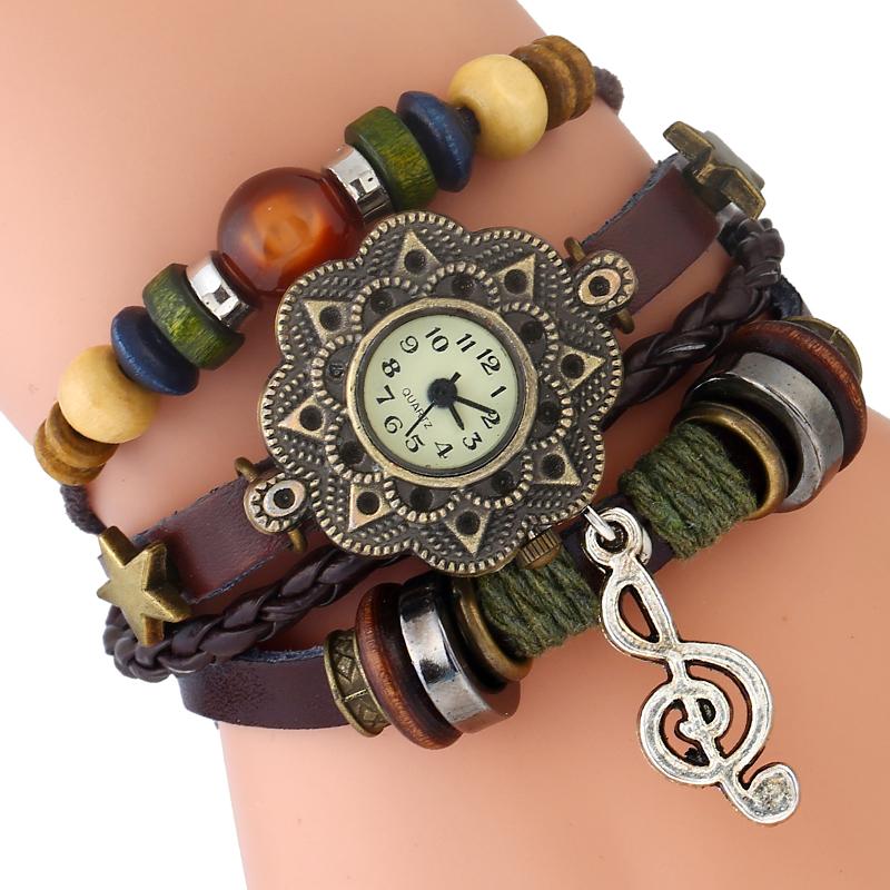 montre om à perle clé de sol ethnique et hippie free vibes