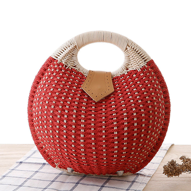 Round Rattan Handbag