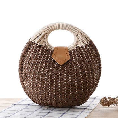 Round Rattan Handbag