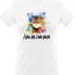 T-shirt blanc Psychédélique Chat