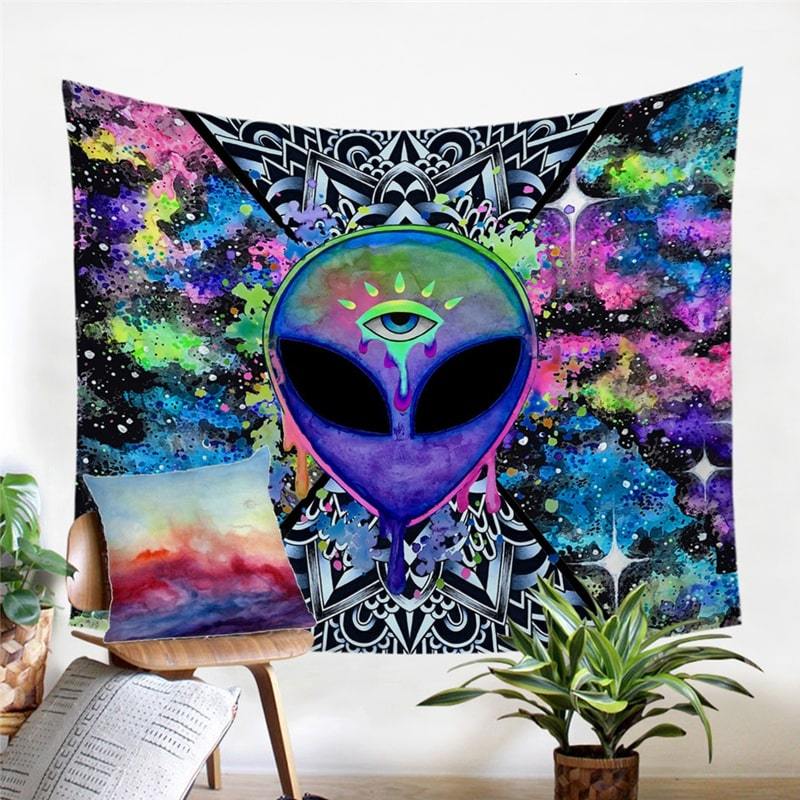 tapisserie tenture ethnique psychedelique ovni extraterrestre