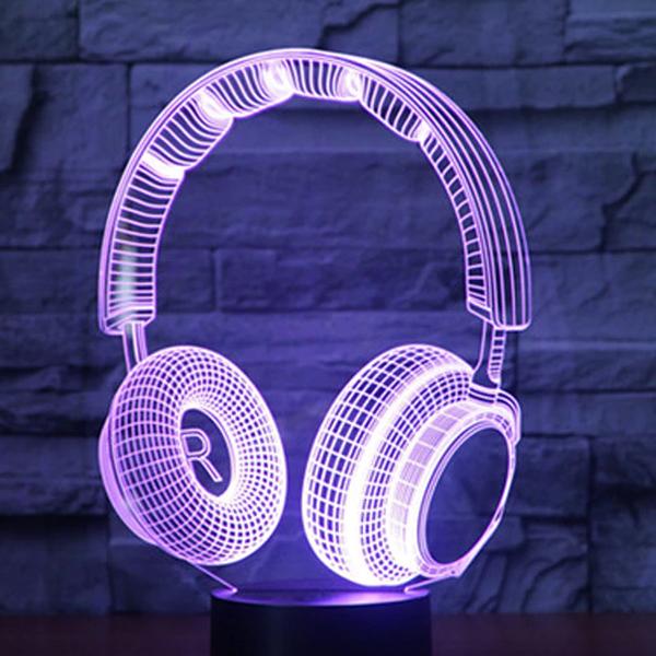 Lampe Led 3D Casque de Musique Violet